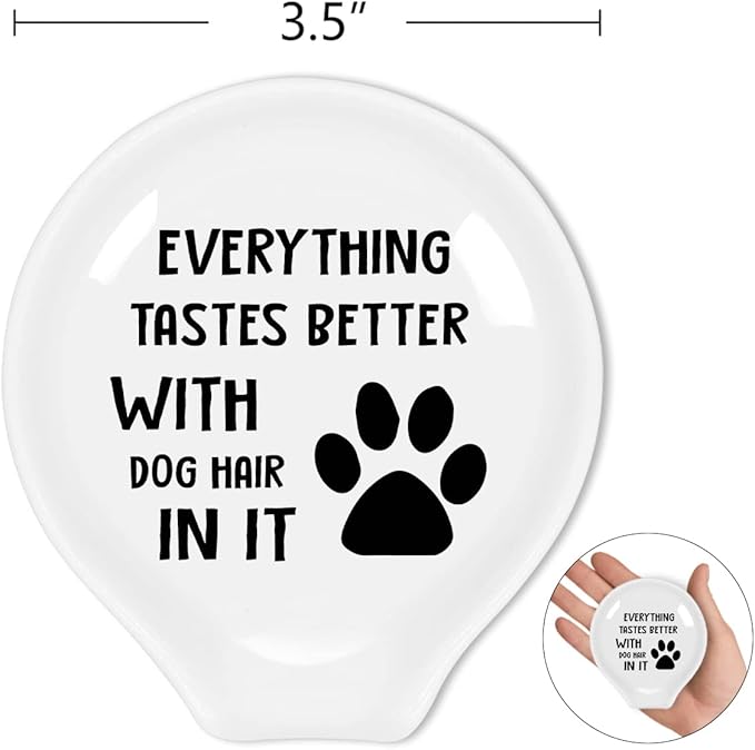 Funny Coffee Quote Black and White Ceramic Coffee Spoon Holder Coffee Spoon Rest -Coffee Station Decor Coffee Bar Accessories-Coffee Lovers Gift for Women and Men (Dog Hair Dog Paw)