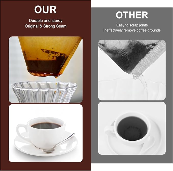 #4 Cone Coffee Filters,4 Coffee Filters Paper fits for Pour Over and Drip Coffee Maker, 8-12 Cup,Natural Unbleached,Chlorine Free (100)