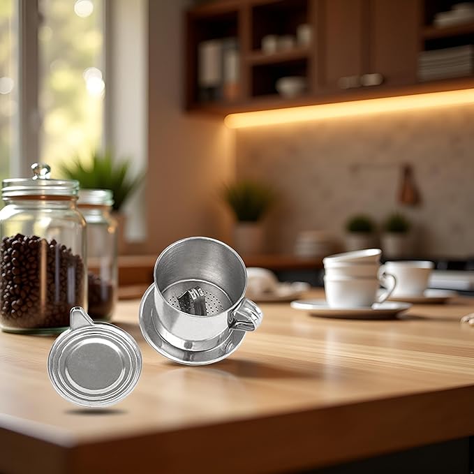 1 Set Vietnamese Coffee Filter Stainless Steel Coffee Pot Drip Infuse Cup Brewing Teapot No Need Paper Drip Coffee Pot Machine Filter Attractive Processing, Reusable Coffee Filters