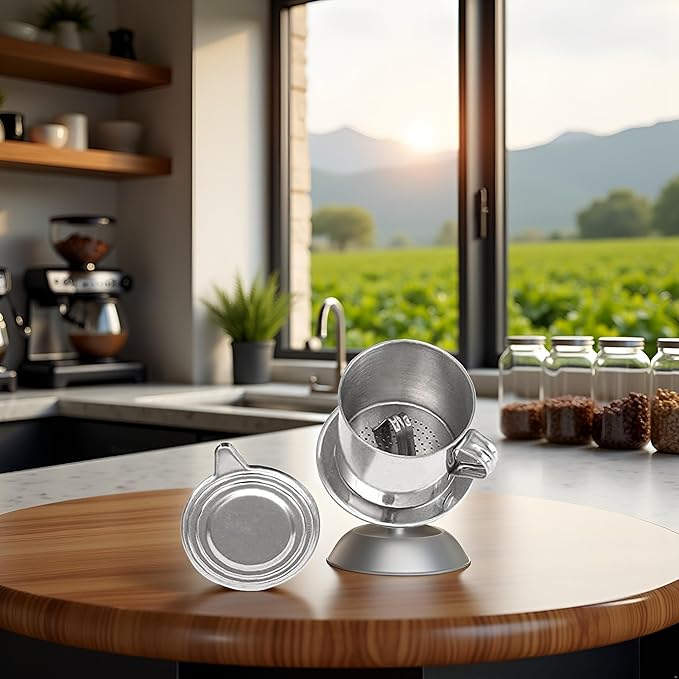 1 Set Vietnamese Coffee Filter Stainless Steel Coffee Pot Drip Infuse Cup Brewing Teapot No Need Paper Drip Coffee Pot Machine Filter Attractive Processing, Reusable Coffee Filters