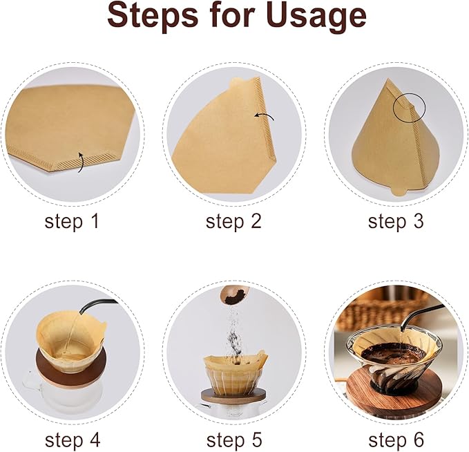 #4 Cone Coffee Filters,4 Coffee Filters Paper fits for Pour Over and Drip Coffee Maker, 8-12 Cup,Natural Unbleached,Chlorine Free (100)